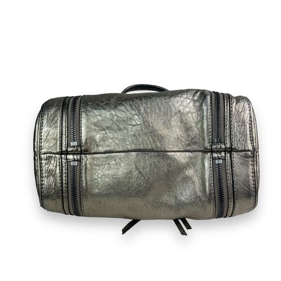 🆕 Botkier Logan Convertible Leather Boston Satchel Bag in Metallic Pewter - Picture 5 of 10